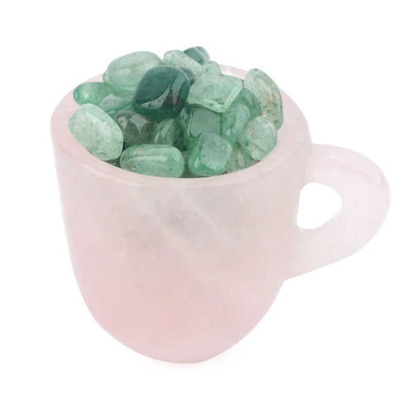 

Natural pink crystal polished rose quartz cup for healing
