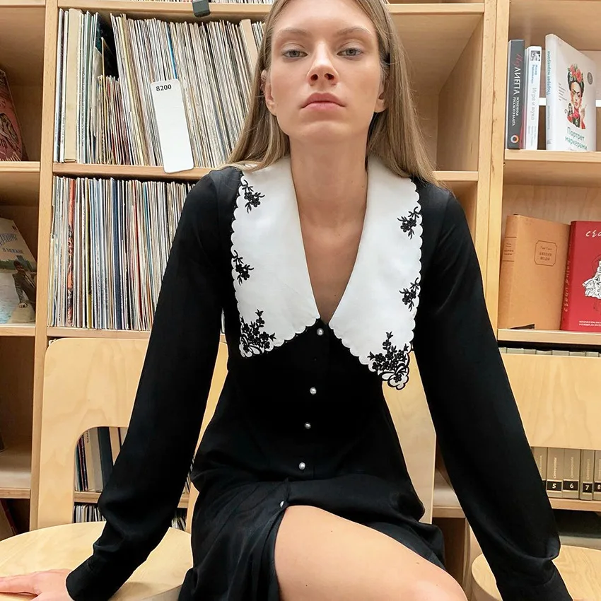 

2021 new arrivals vintage style sailor dress women casual long sleeve
