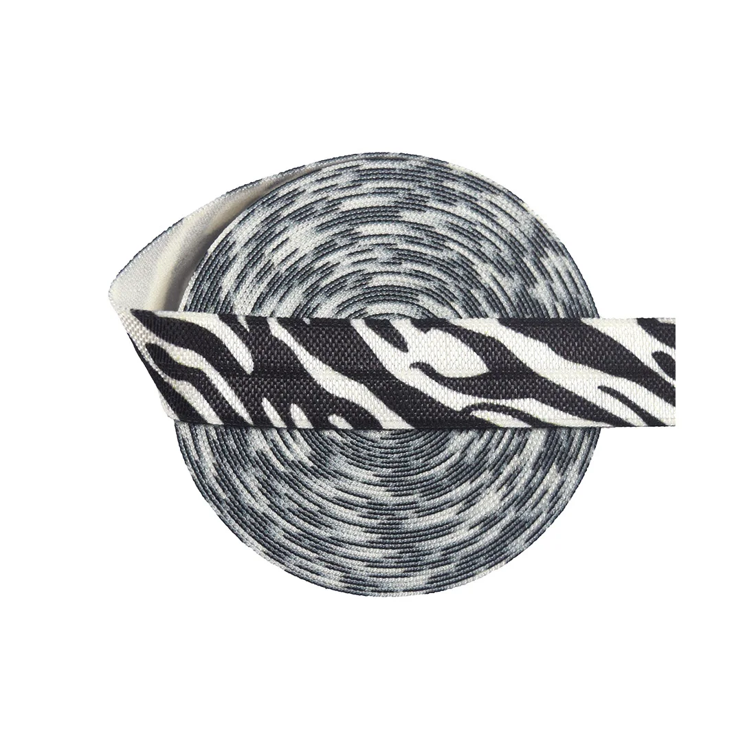 

BRISTLEGRASS 50 Yard by Roll 5/8" 15mm Zebra Print Fold Over Elastics FOE Spandex Satin Band Hair Tie Headband Dress Sewing Trim, Accept customized