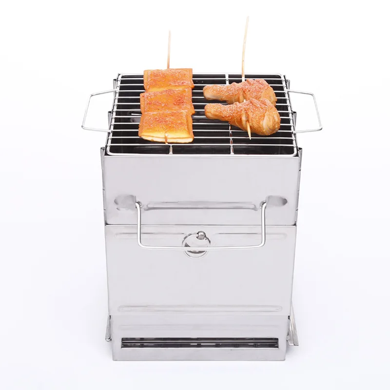 

Stainless Steel Charcoal Grills Bbq Mini Outdoor Camping Portable Grill