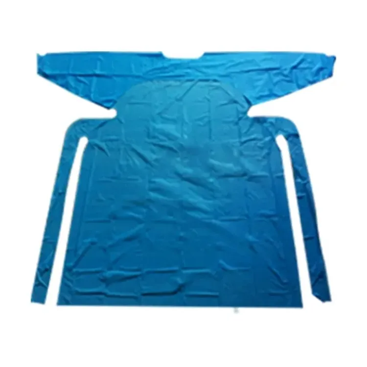 

Rizhao Huahang Disposable PE Aprons With Long Sleeve Plastic Waterproof CPE Gown With Long Sleeve, Blue/yellow or custom