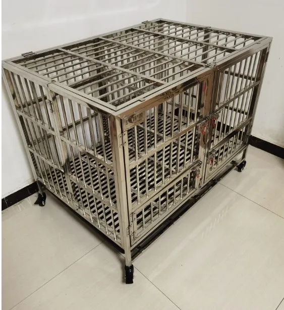

Dog Cage Stainless Steel Double Door Stainless Steel Pet Kennel Foldable Dog Kennel Foldable Dog Cage