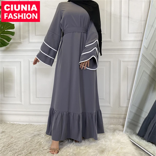 

6534#2022 New design best selling nida solid color women maxi muslim dresses islamic clothing dubai abaya