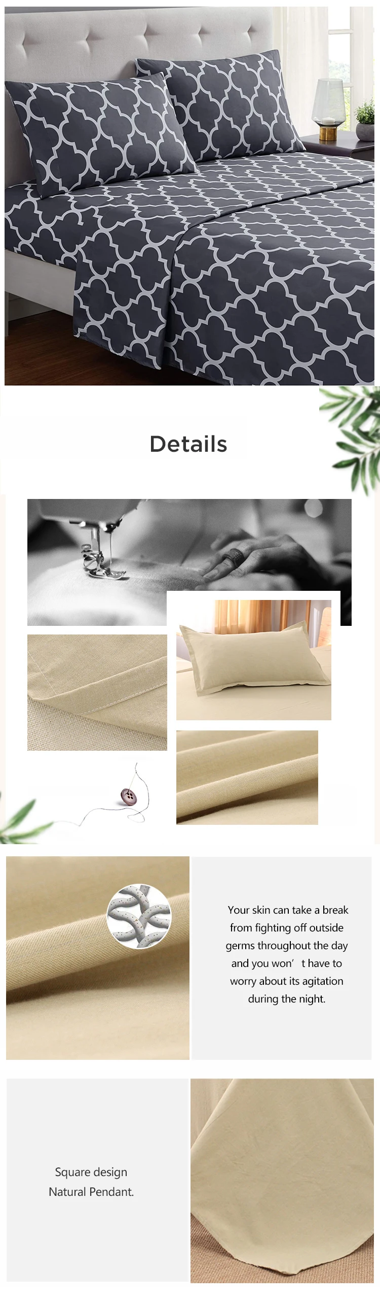 Enerup Biodegradable 300Tc Cotton King Size Duvet Cover Bedding Set Protector For Star Hotel Bedroom Manufacturer