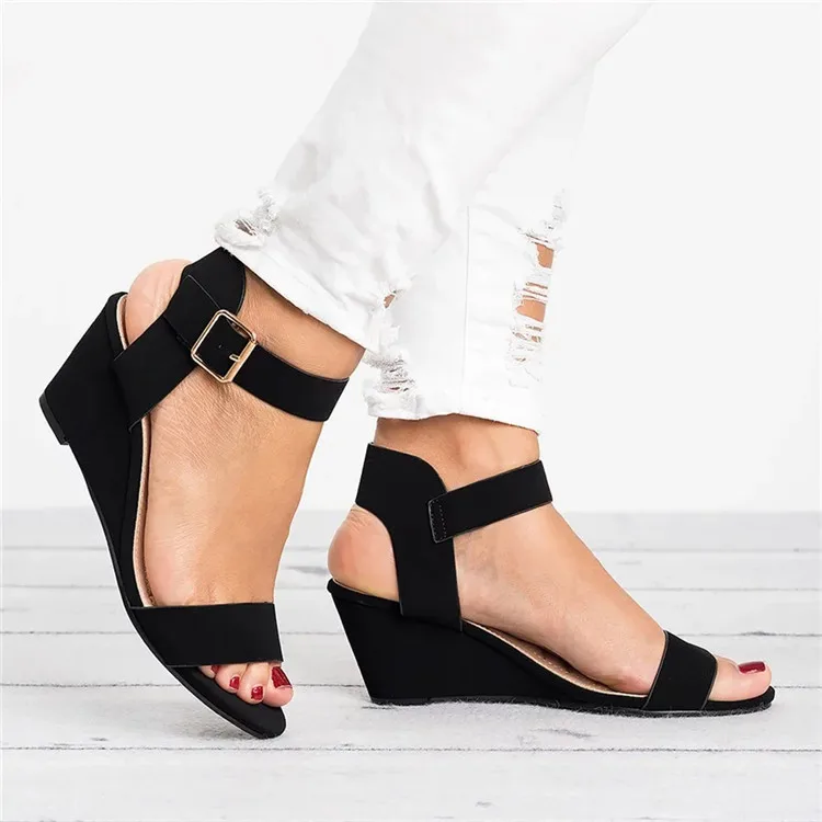 

2021 summer latest female ladies fashion wedge sandals and slippers shoes with straps for women beach casual streetwear