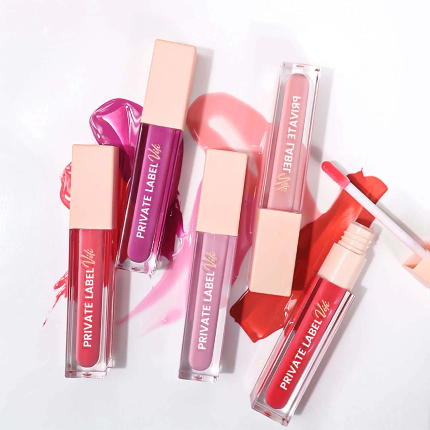 Makeup Wholesale Vegan Clear Glitter Lipgloss Liquid Lip Gloss Private Label Glossy Lip Gloss