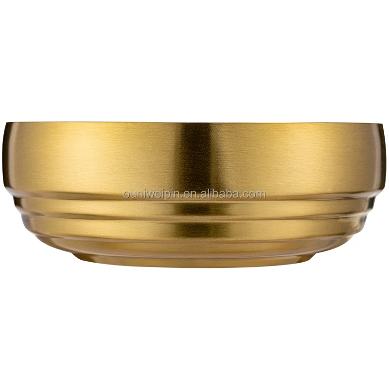 

Stainless steel double layer cold noodles bowl web celebrity golden Korean style noodles heat insulation noodles soup bowl