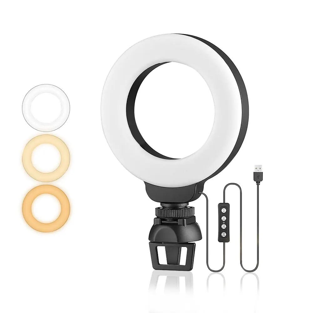 

Live Stream makeup Camera Ring Fill Light Multifunctional Dual color Ring Fill Light 4 Inch
