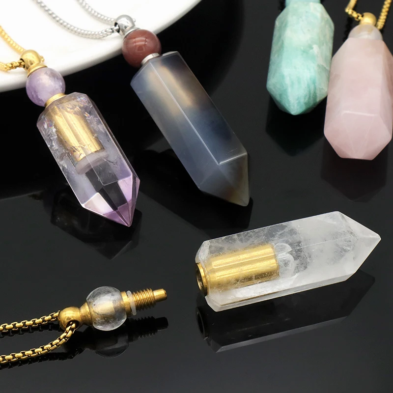 

High quality new wholesale fashion women jewelry 18K gold plated stainless steel perfume bottle pendant necklaces