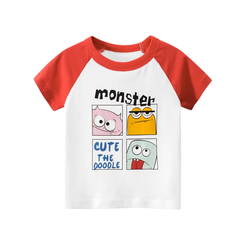 

High quality cute cotton t shirt girls custom two tone color t-shirt kids boys and girls