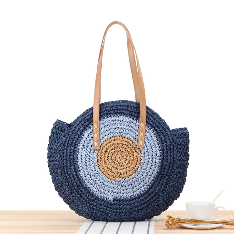 

CTB029 New trendy woven handbags for women big round straw beach bag