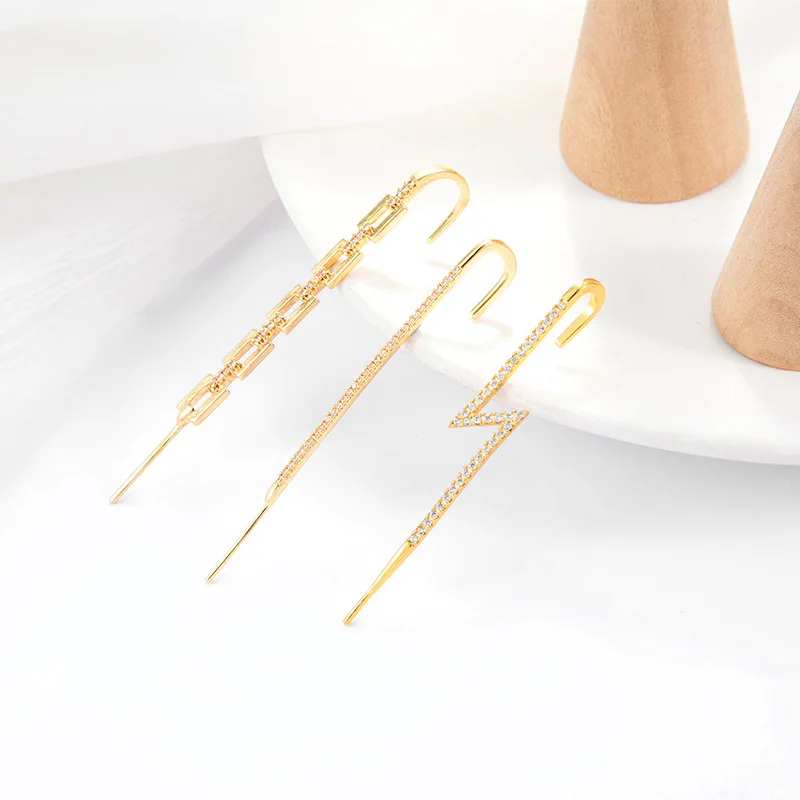 

Wholesale New Design Custom 18k Gold Ear Wrap Crawler Hook Earring, 18k gold/color oem