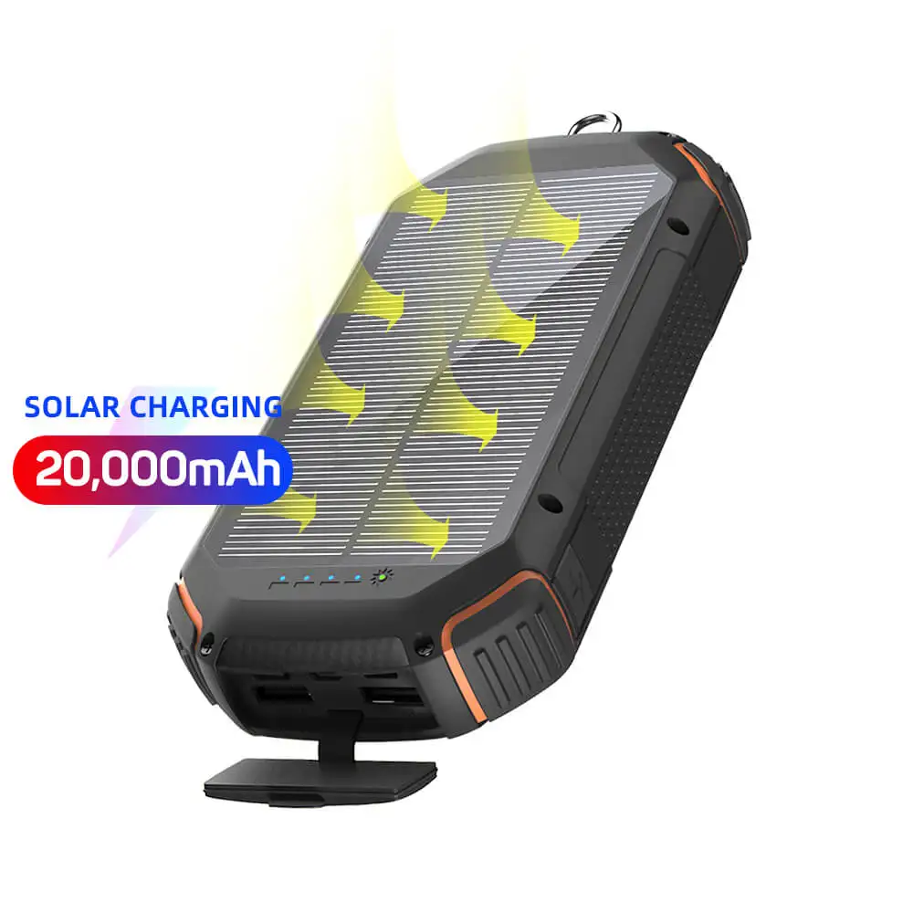 

Waterproof 10000mah 20000mah Wireless Charging Solar Power Bank Dual USB Camping Battery Charger Solar Power Bank