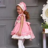 

Baby Girl Princess Lolita style Tutu dress Pink Spanish boutique dress set for kids Children birthday party Dress