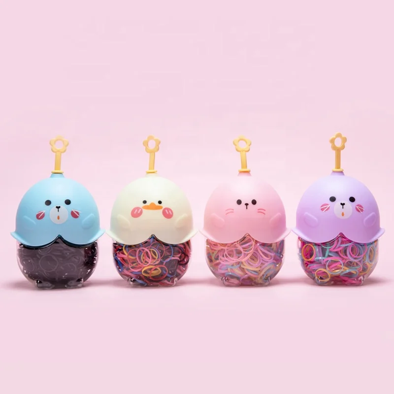 

New cute box packing disposable rubber band colorful elastic hair band