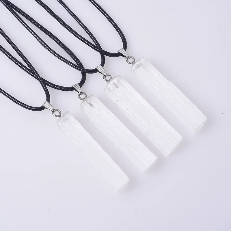 

Natural White Selenite Crystal Sticks Pendant Necklace for sale