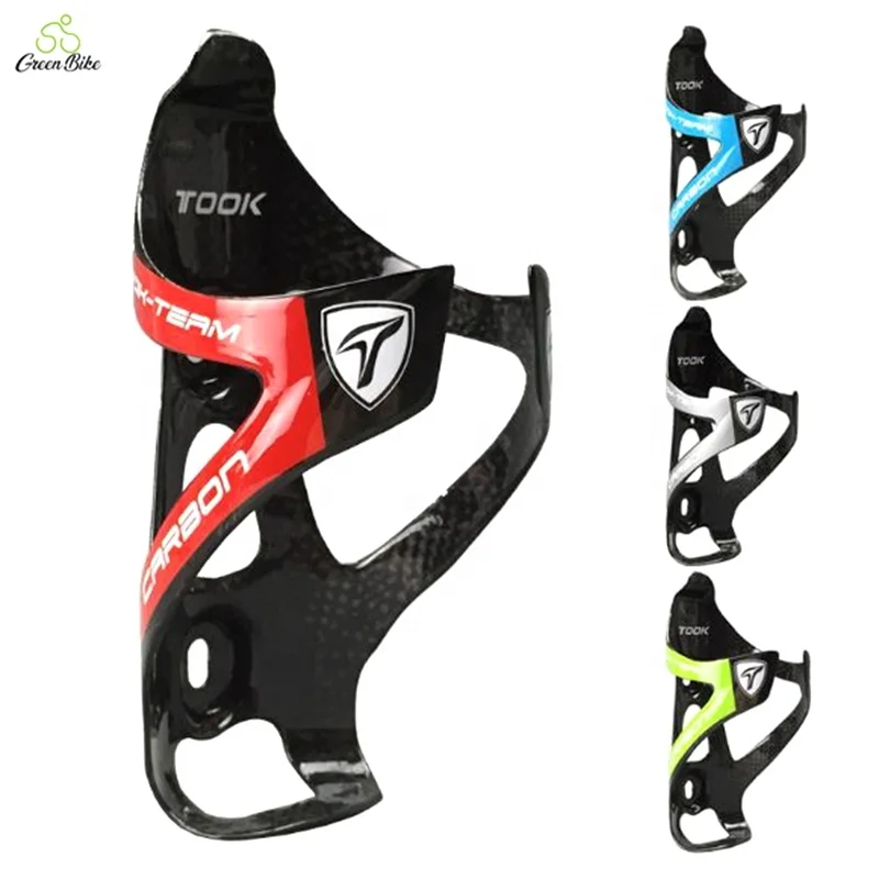 

Ultralight Road Bike Bottle Cage Anti-corrosion Mountain Bicycle Colorful Carbon Fiber Water Holder, Red blue silver green