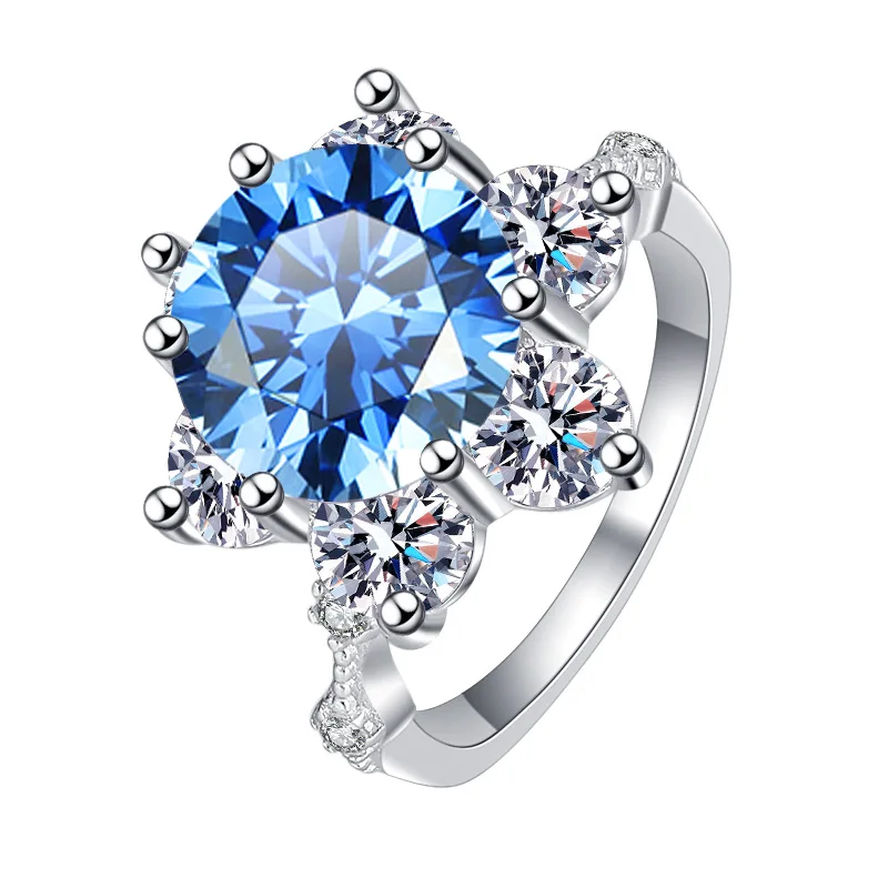 

Certified S925 Sterling Silver Colored Gems D Color Moissanite Diamond Ring Female Star Mango Girl Women's Ring/3/5 Karat