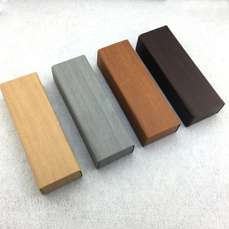 

Retro Wood Grain Color Square Handmade Eyeglasses Case Wholesale Custom Logo Optical Glasses Packaging Box, 4 color