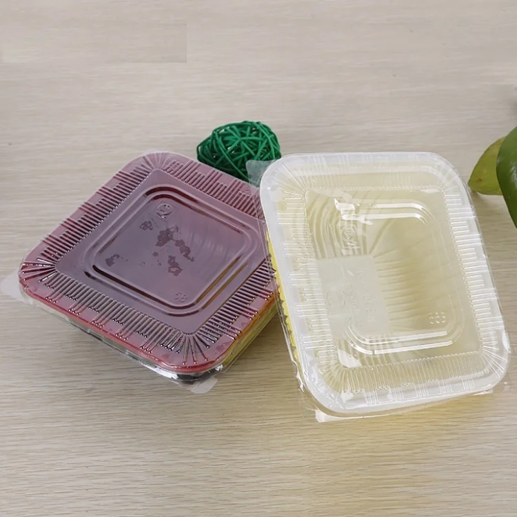 

Eco Friendly Restaurant Rectangular Disposable Microwave Plastic Pp Takeaway Food Containers, Reddish black;green white;orange white