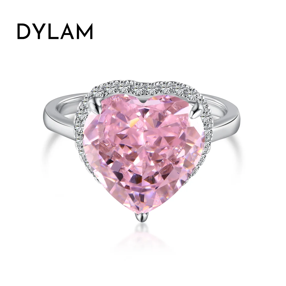 

Dylam Rhodium Plated Heart Rings for Women 8A Cubic Zirconia Diamond Rings for Her Promise Wedding Engagement Ring for Girls