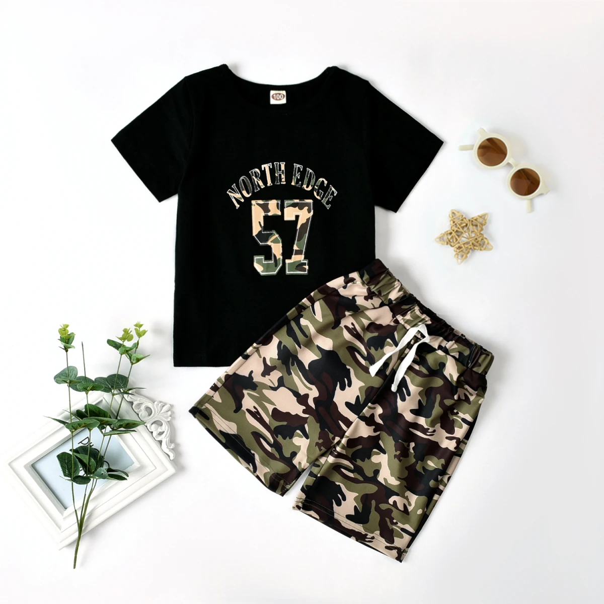

Summer Infant Baby girl Clothes 4color letter print Short Sleeve T Shirts Tops+Shorts Holiday 2Pcs baby boy Outfit, Picture shows