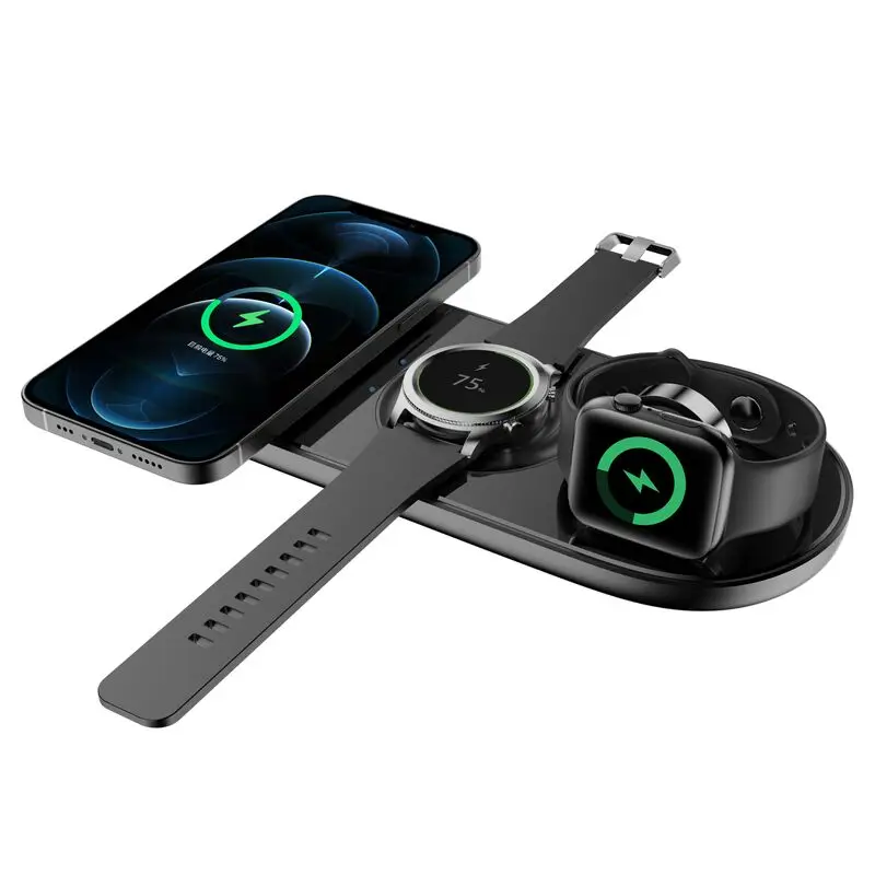 

New 5 in 1 phone wireless charger fast 15w wireless charger for Samsung watch Apple Watch, Black/white