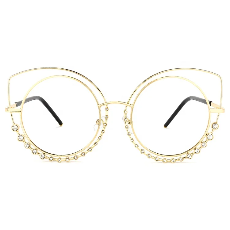 

2021Brand Zeelool VFM0048 Cheap Unique Eyewear Gold Simple Cateye Optical Eyeglasses for Women with Little Stone, Multi colors