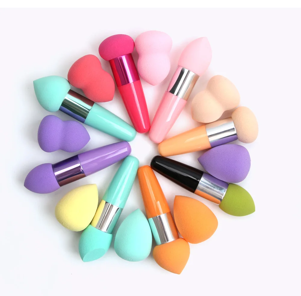 

HZM 2Pcs New Arrival Latex Free Makeup Sponge Brush Round Shape Handle Sponge Brushes for Makeup and Cosmetics Puff Custom Logo, Customized