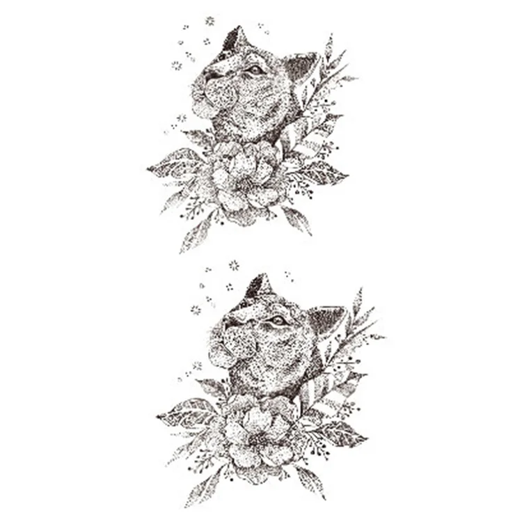 

Painting Art leopard and flower design tattoo animal tattoo sticker tattoos, Cmyk