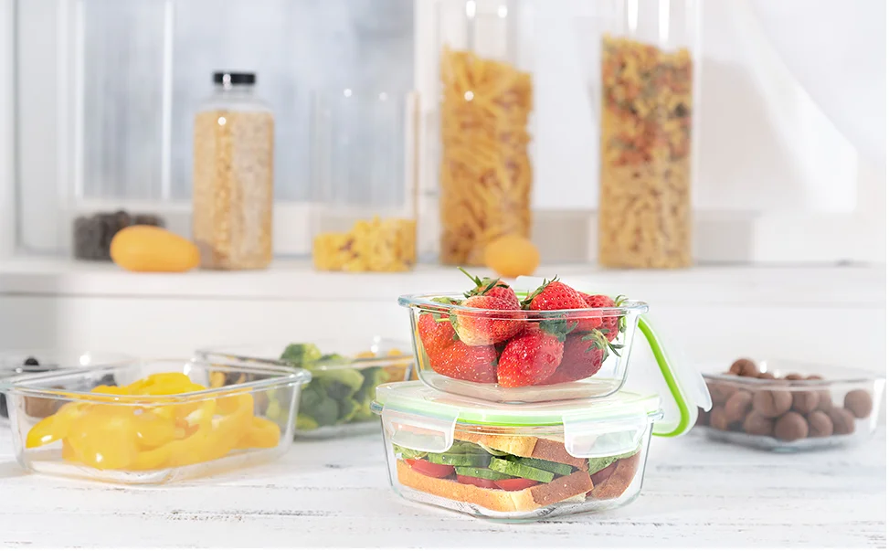 Eco Friendly Airtight Glass Meal Prep Bpa Free Plastic Lid Storage
