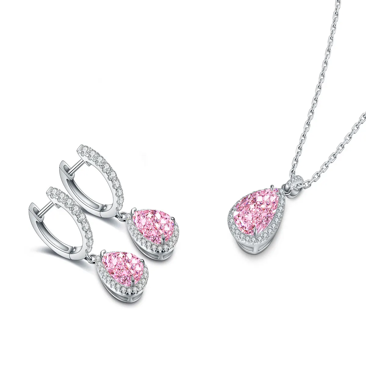 

NEW Design Popular Necklace And Earring Sets Simulated Diamond Jewelry Set, Yellow, pink, blue, white