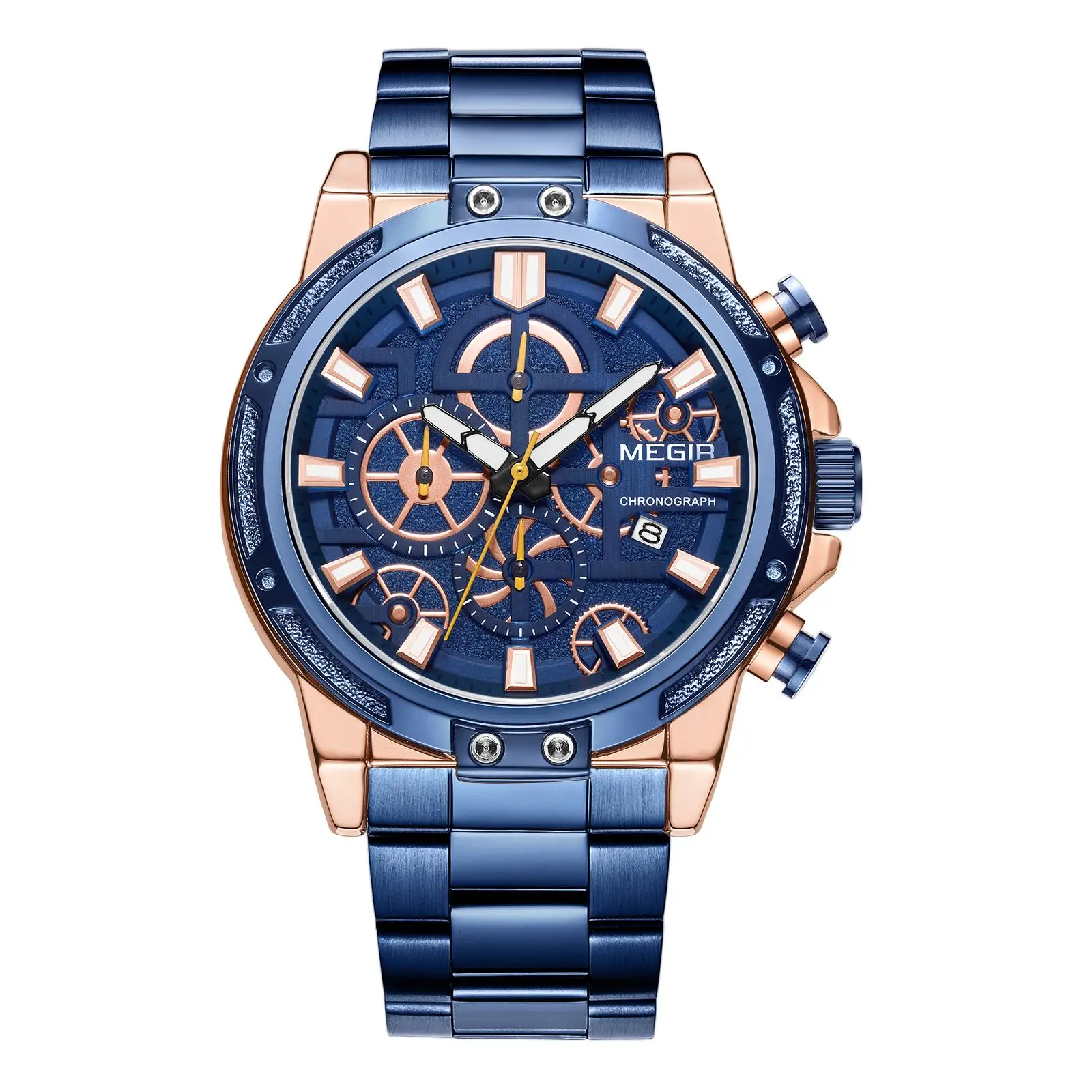 

MEGIR 2108 watches men wrist automatic Luxury Quartz automatic custom men Stainless Steel watch Relogio Masculino Montre Homme