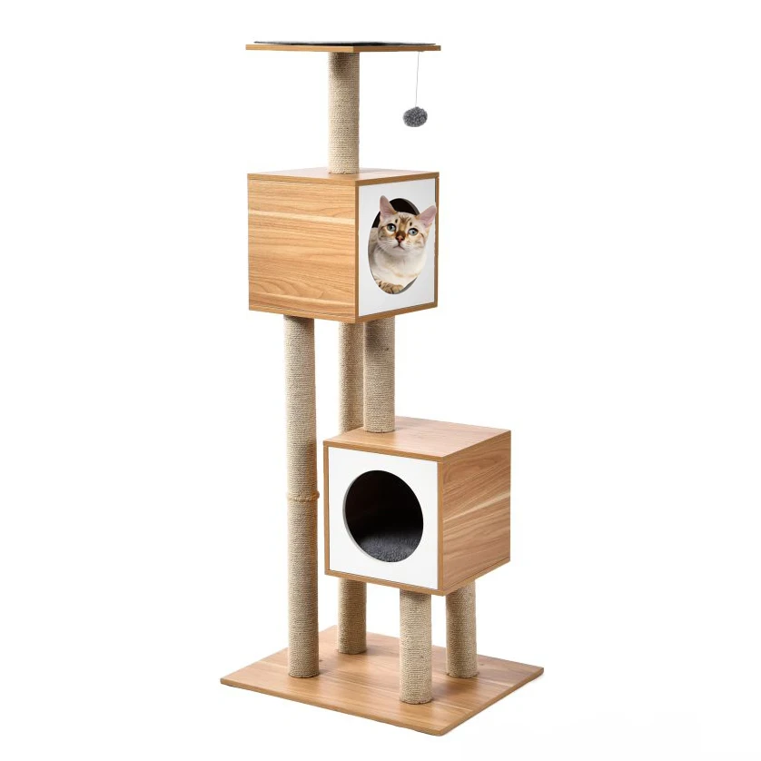 

Modern Wooden cat house scratcher Furniture Cat Tower Tree