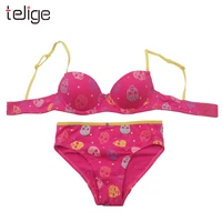 

China manufacturer new arrival cotton cut print padded teens bra and panties set