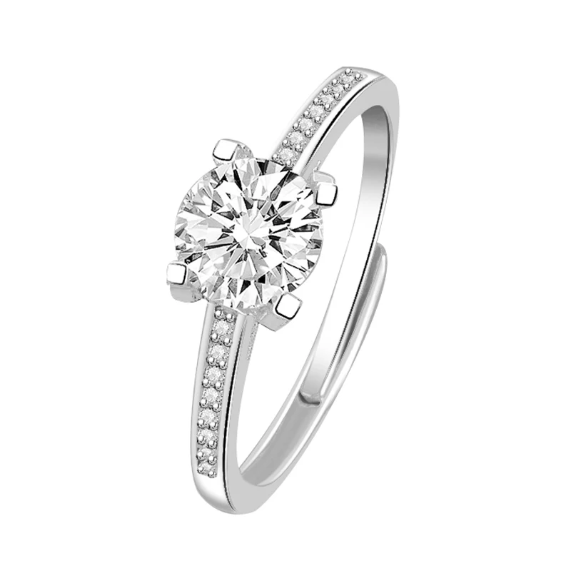 

Classic Design Engagement Ring Adjustable 925 Sterling Silver Moissanite Diamond Rings for Women
