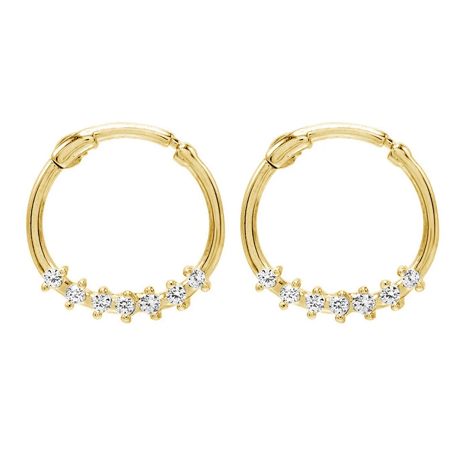 

Fashion Gold Jewelry 925 Sterling Silver 14k Gold Plated Hoop earrings With Cubic Zircon