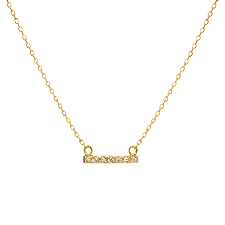 

high quality fashion jewelry 18k gold plated necklace 925 sterling silver midi diamond bar pendant necklace