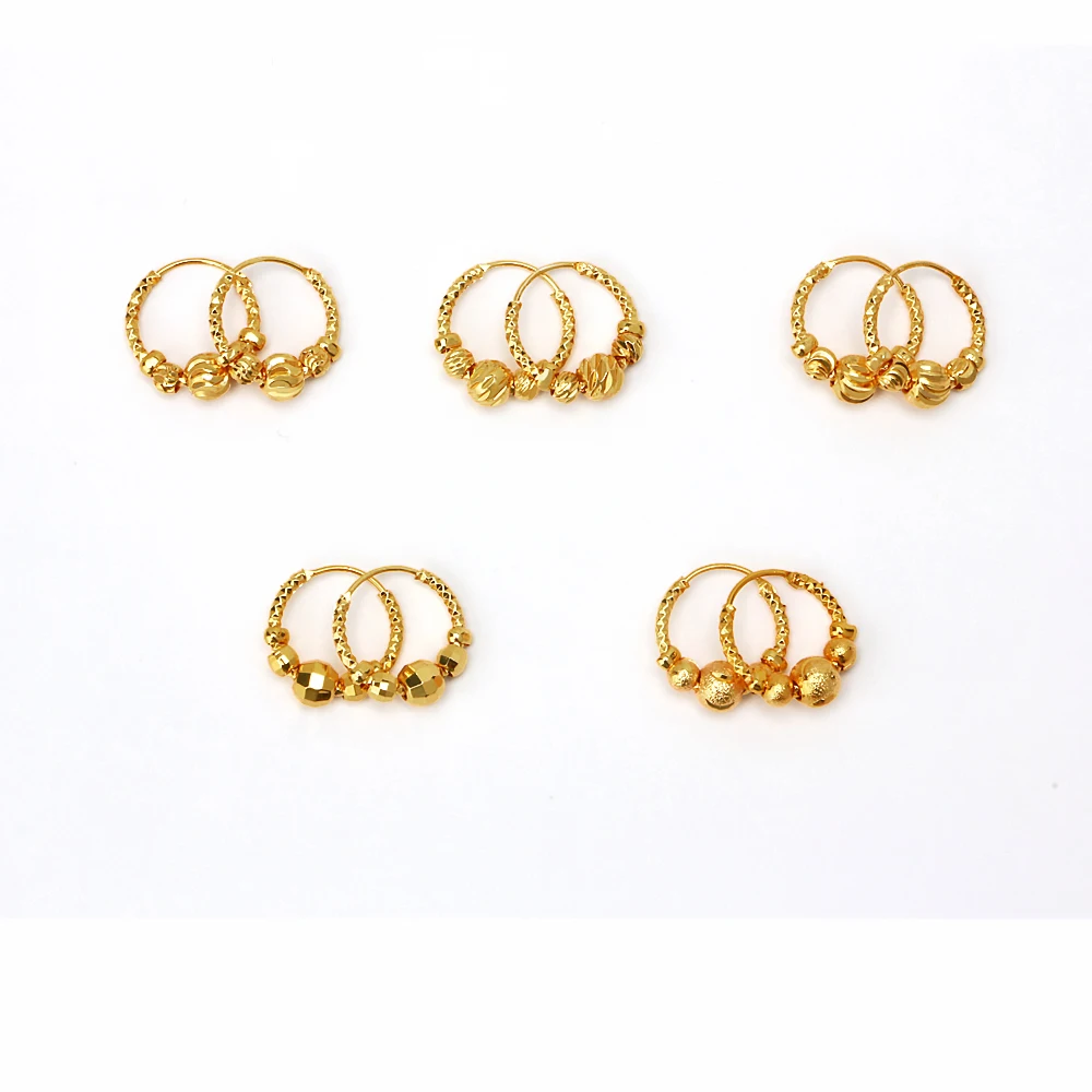 

Jinxiuxing Beaded Earrings Jewelry 24k Gold Plated Fashion Earring Hoops Gold Filled Solid Earring Women Wholesale, Golden