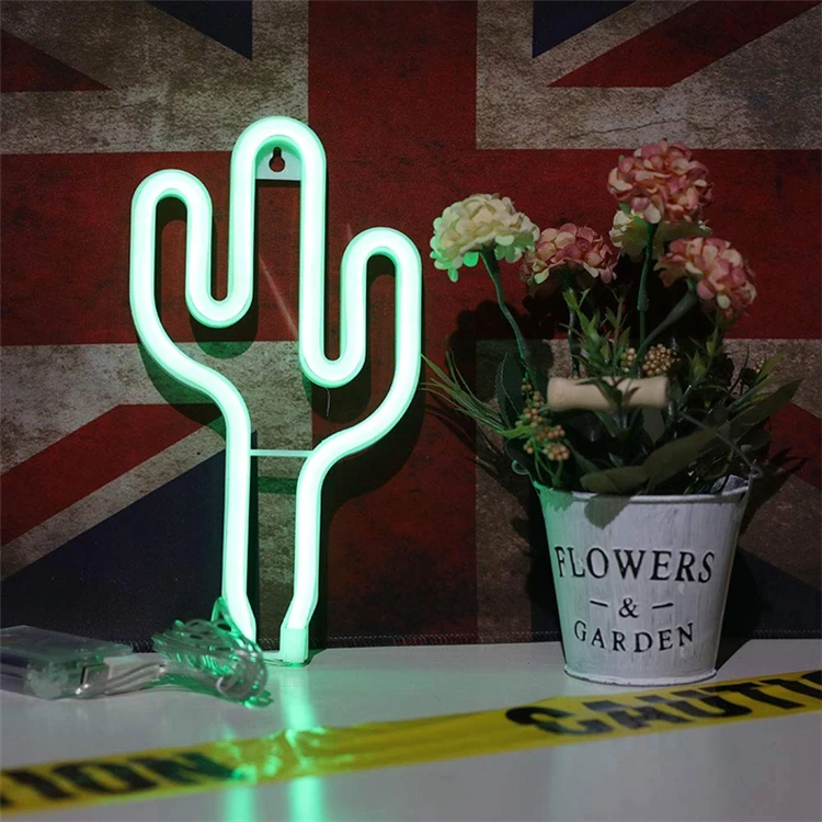 Cactus Custom Flexible USB Battery Powered Operated RGB Flex Led Strip Neon Sign Light For Rooms