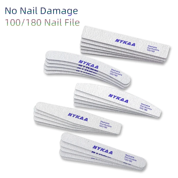 

NYKAA Sponge Nail File 100 180 Grit Professional Double Sided Nail File 100 180 for Acrylic Natural Nails, Grey
