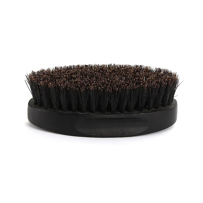 
Profession black wood salon custom logo curved handle beard wave brush for men 