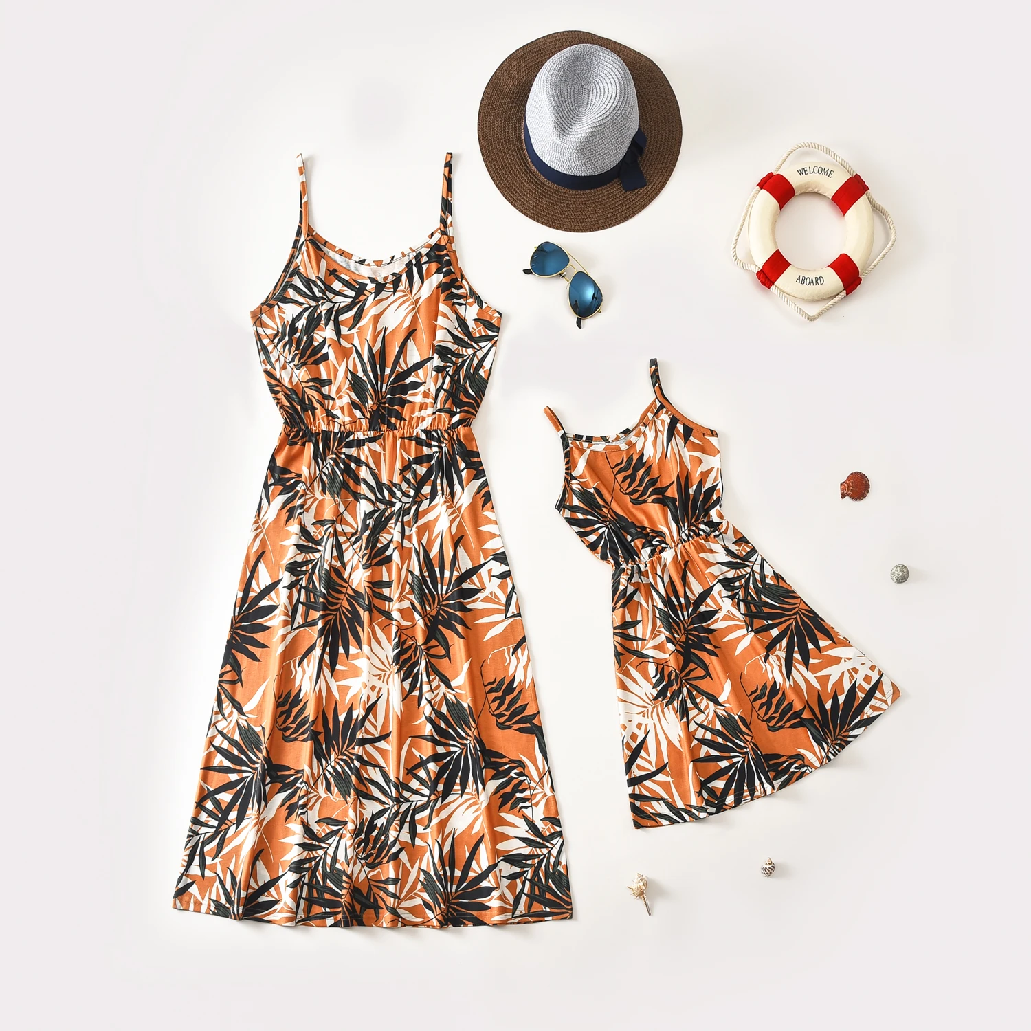 

summer New floral print mommy and me Dress outfits family matching clothing