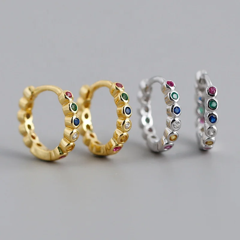 

CLARMER High quality mix color zircon gold plated silver plated s925 sterling silver stud earrings fashion crystal hoop earring, Picture shows