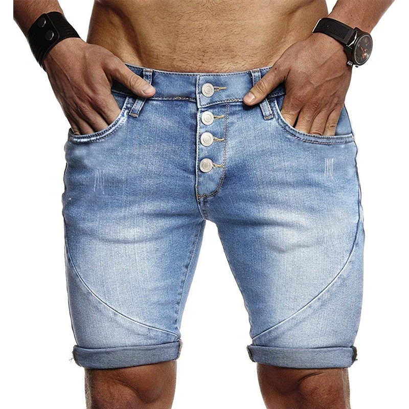 

Wholesale Straight Washed Denim Short Jeans Half Pants, Blue/black