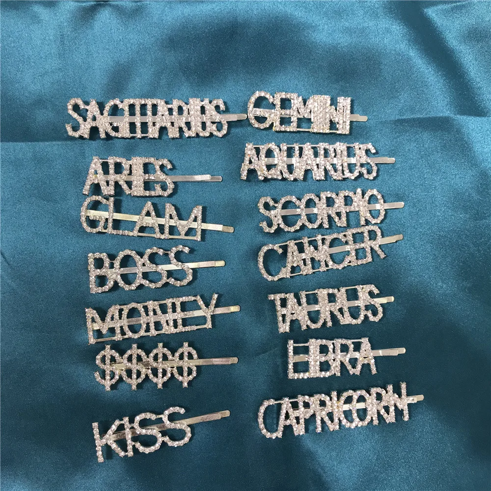 Custom Hair Pins With Words Rhinestone Letters For Hairpin Diamond