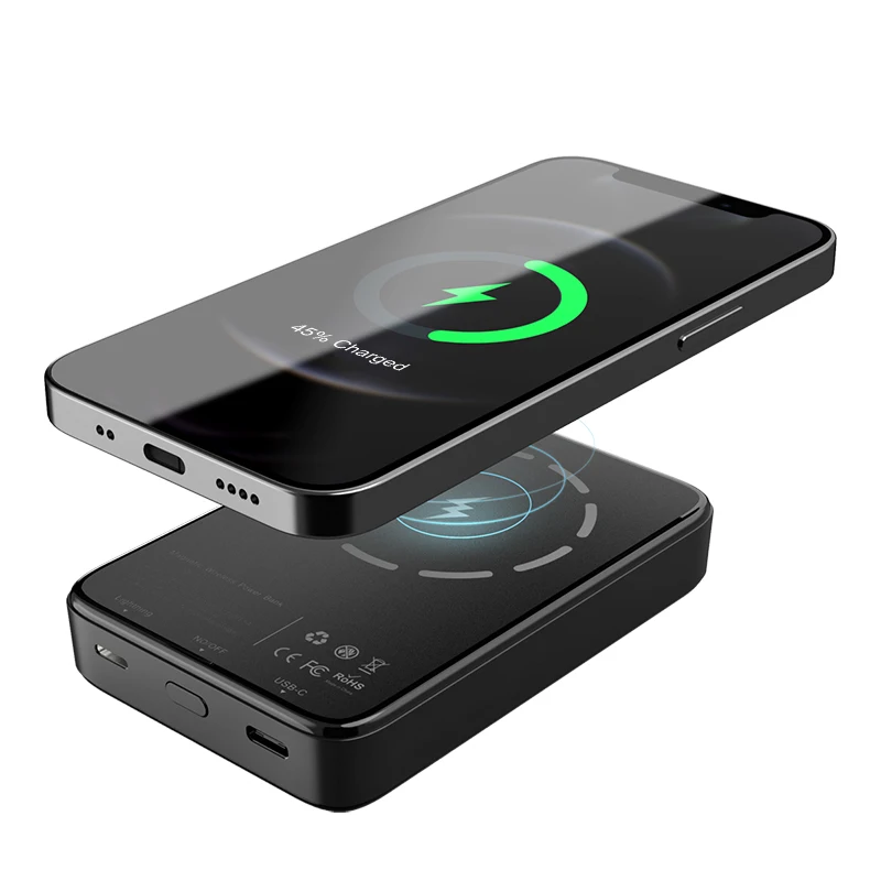 

15W Wireless Output 5000mah Magnetic Portable Wireless Power Bank Charger For iPhone 12