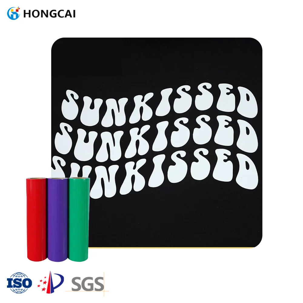 Hongcai Hot Press Transfer Printing Material Iron-On Flex Pu Vinyl Heat Transfer Film Textile HTV DIY Clothing Patterns