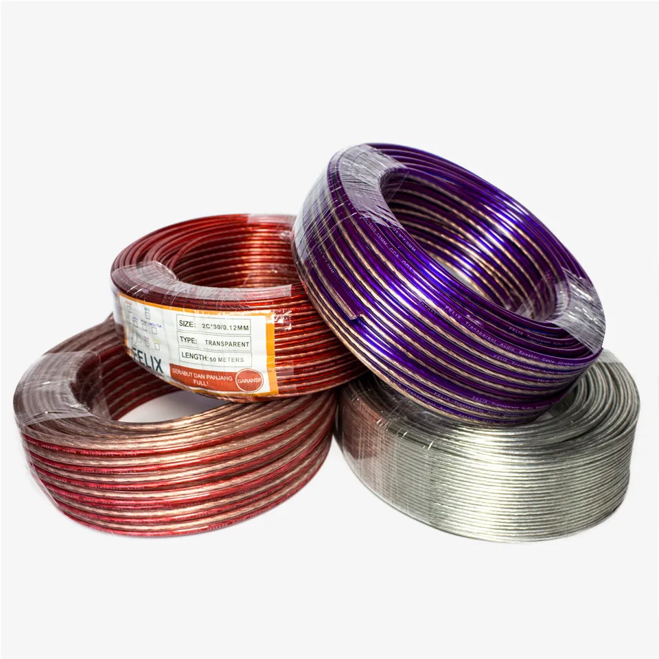 

High Loud Bare Copper 0.5mm2 1.5mm2 2.5mm2 4mm2 Clear Speaker Wire Cable clear PVC insulated copper speaker wire