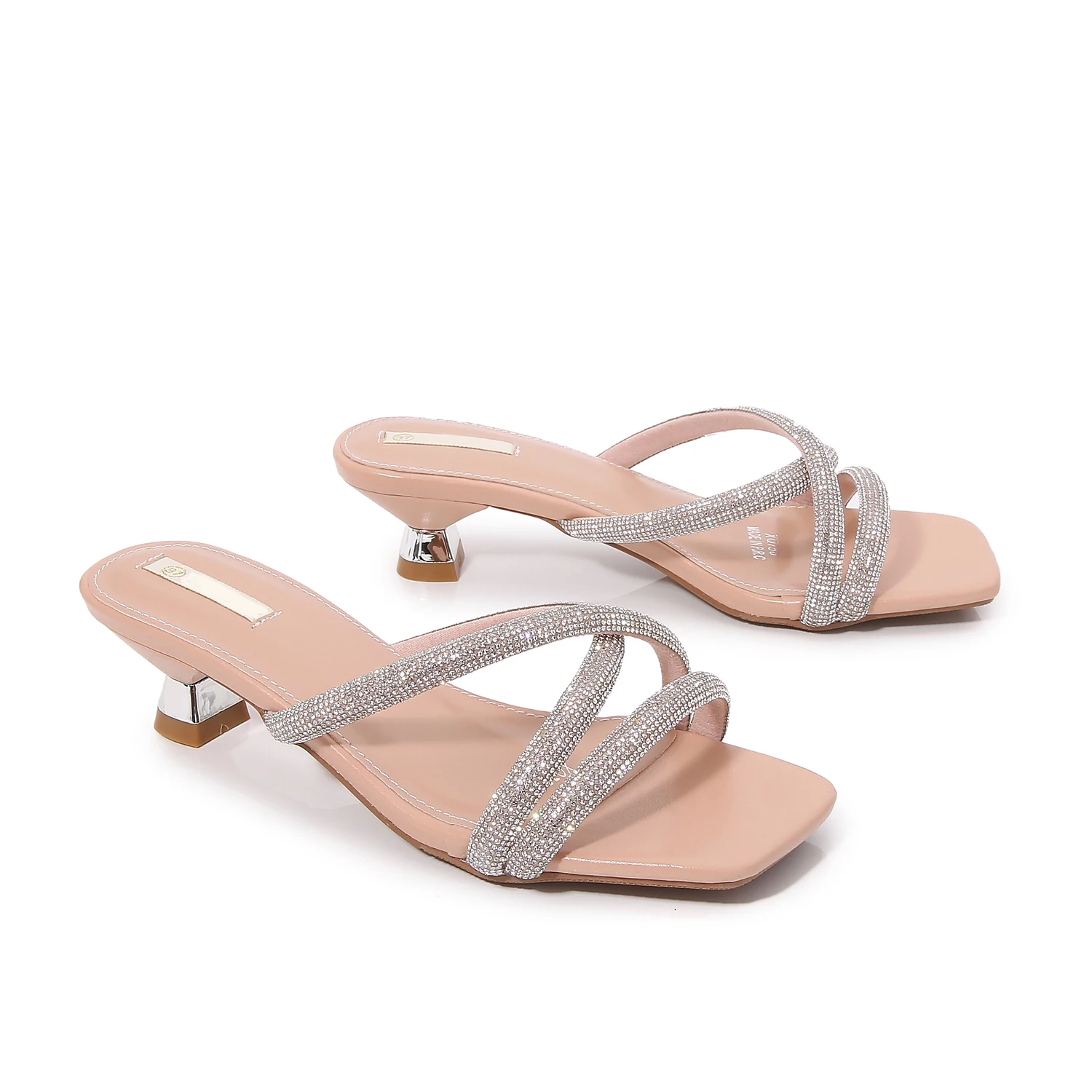 

2021 new comfortable rhinestone metal heel sandals female sandals, Customized color